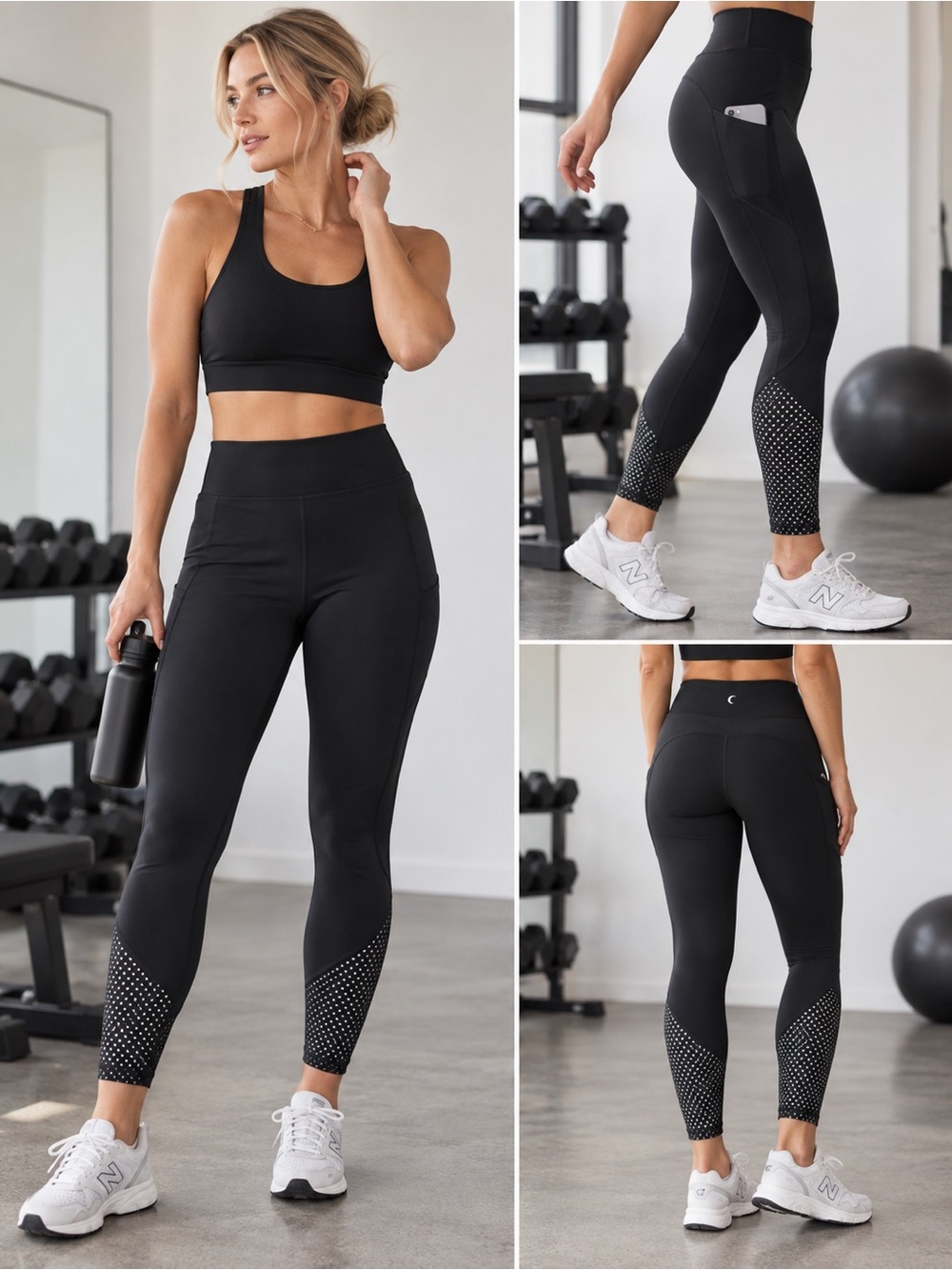 ⚡ ZYIA Active “Girls Night Out” Black Luxe Pocket 7/8 Leggings Size 12